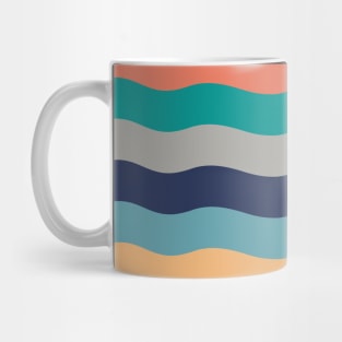 Retro Wavy Lines - Blue Turquoise Orange Mug